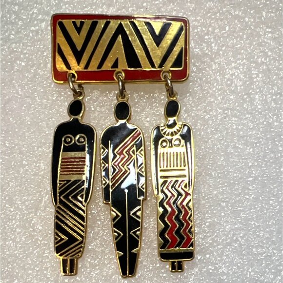 Tribal Unity Laurel Burch Enamel Brooch Pin Jewelry 1993 Spirit Series Kinetic - Picture 12 of 15
